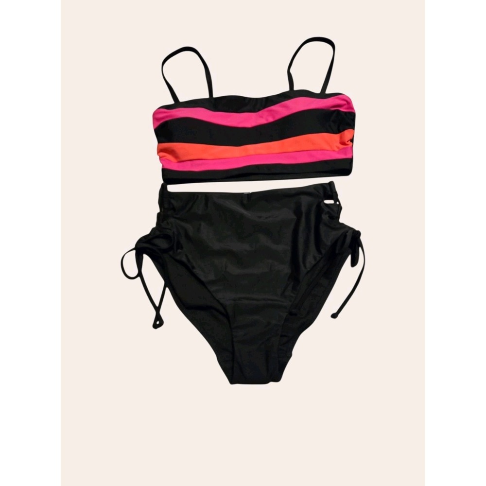 Sandflower Bikini Top Sleeveless Striped Print Multicolor Padded.Size L